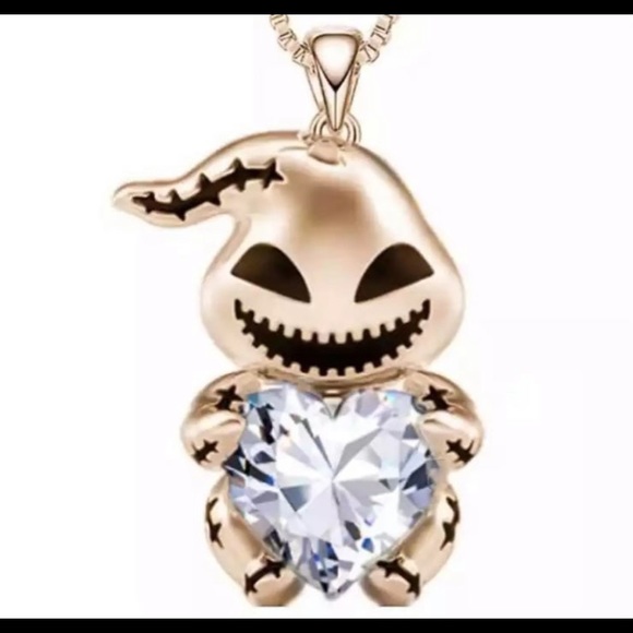 Oogie Boogie heart Necklace Gold jewelry TNMBC NMBC evil Villain nightmare stone - Picture 4 of 9